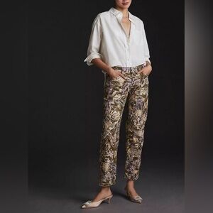 Pilcro Anthropology Multicolor Floral Print Straight-Leg Pants
